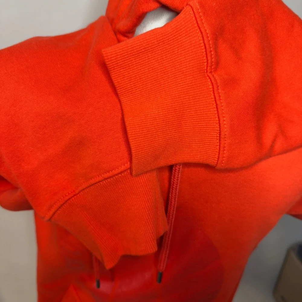 The North Face Mens‎ Red Orange Tonal Logo Pullover Fleece Hoodie Sweatshirt Lge